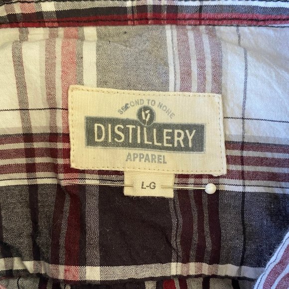 Distillery plaid black stitching button down long sleeve shirt. Men’s size Large - Picture 7 of 11